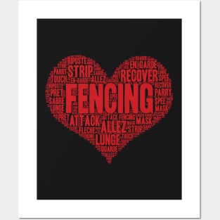 Fencing Heart Saber Epee Fence Gift graphic Posters and Art